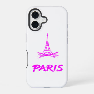 Neon Rosa Eiffelturm Paris Skizze iPhone 16 Hülle