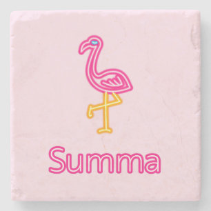 Neon Rosa Flamingo Summa (Sommer) Steinuntersetzer