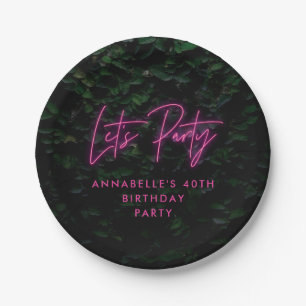 Neon rosa funky modern gelassen Party Pappteller
