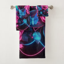 Neon Rose & Butterfly