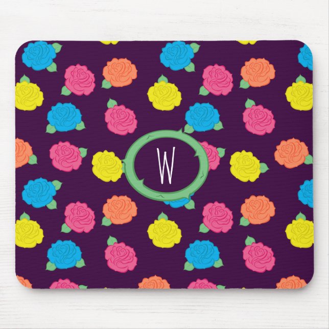 Neon Rose Mouse Pad Mousepad (Vorne)