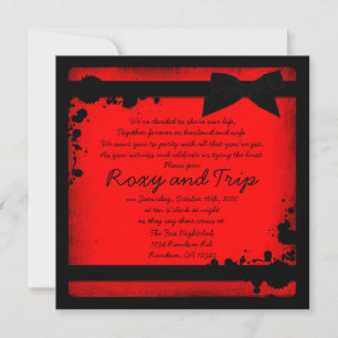 Neon Rot grunge schwarze Band Hochzeit lädt ein Einladung