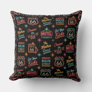 Neon Route 66 Motel Zimmer Dekor Kissen