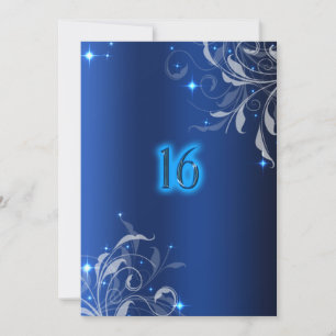 Neon, Royal Blue, Custom 16 . Geburtstag Einladung