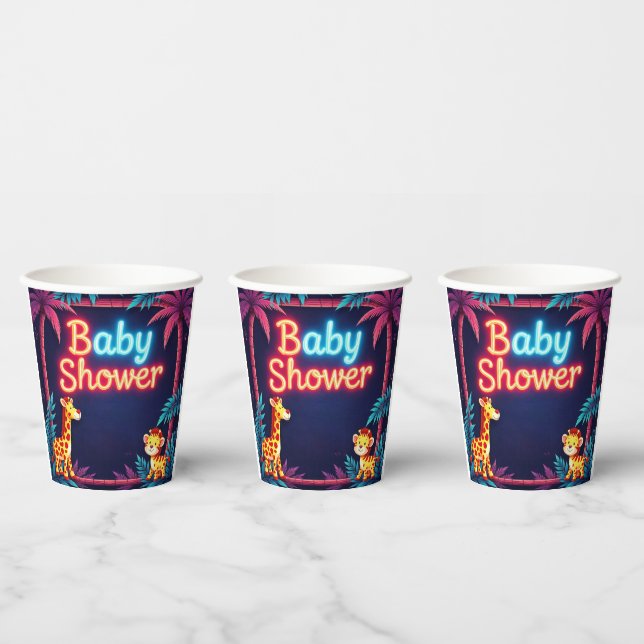 Neon Safari Baby Showups Pappbecher (Multi)