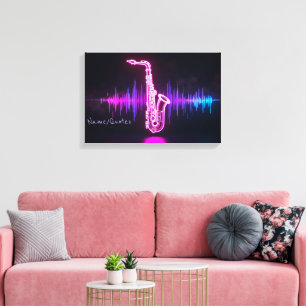 Neon-Saxophon-Glow – futuristische Musik-Wandkunst Leinwanddruck