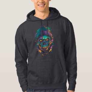 Neon-Schädel: Graffiti-Glanz Hoodie