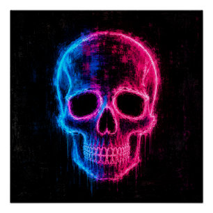 Neon-Schädel-Kunst Poster
