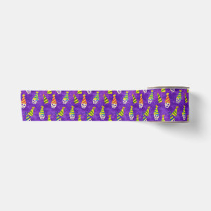 Neon-Schädel-Party-Kegel-Muster Satinband