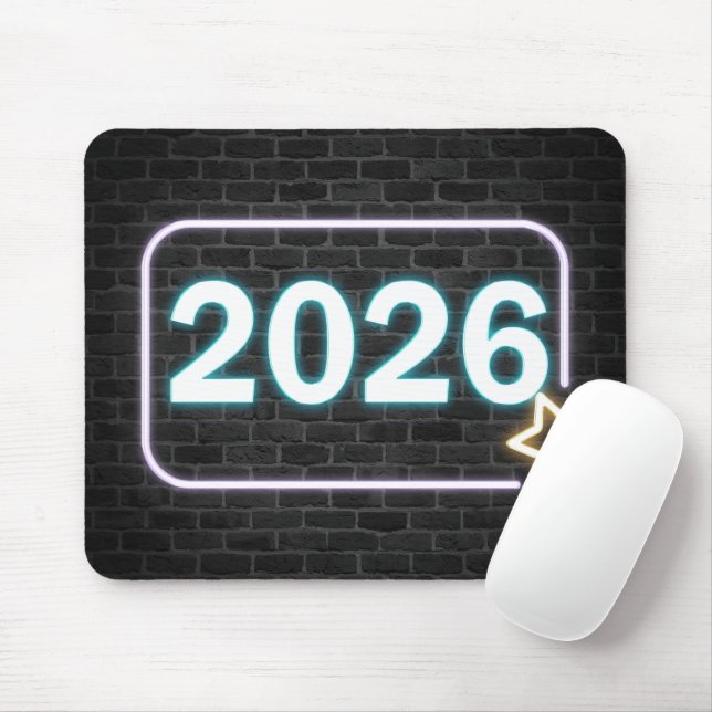 Neon-Schild auf Ziegel für 2026 Mousepad (Mit Mouse)