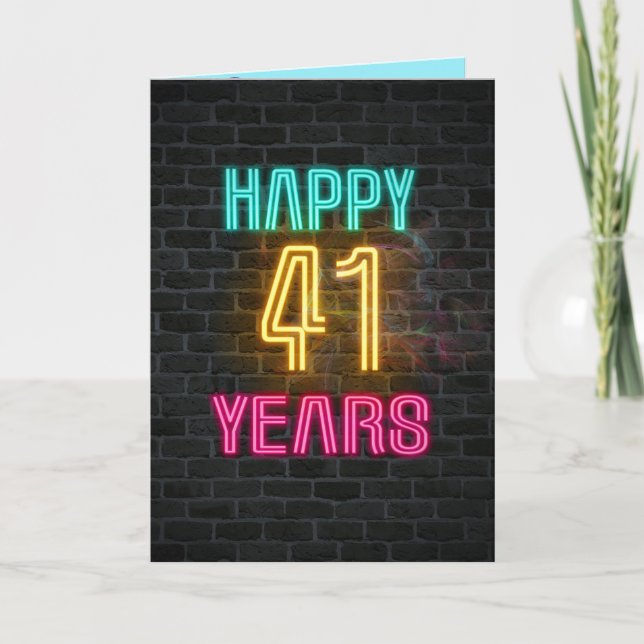 Neon-Schild für 41. Geburtstag Karte (Vorderseite)