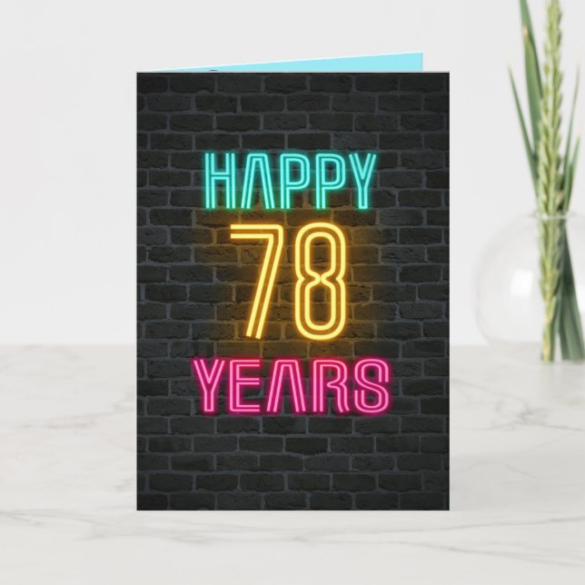 Neon-Schild für 78. Geburtstag Karte (Vorderseite)