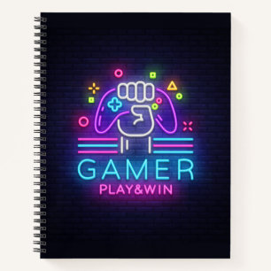 Neon-Schild-Gamer Notizbuch