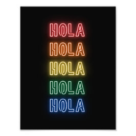 Neon-Schild im Stil Hola Wiederholender Regenbogen Fotodruck