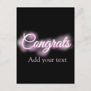 Neon-Schild pinke Gratulation Text hinzufügen Retr Postkarte