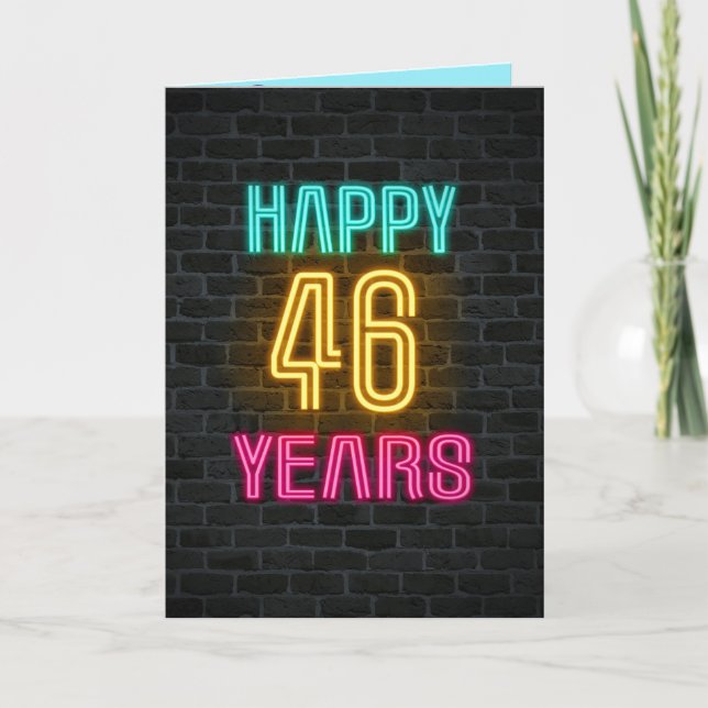 Neon-Schild zum 46. Geburtstag Karte (Vorderseite)
