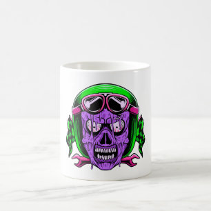 Neon-Schmelz-Zombie-Reiter-Schädel Kaffeetasse