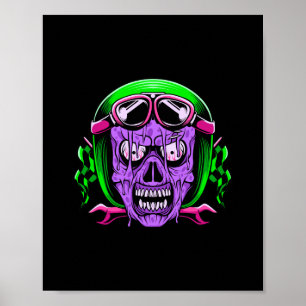 Neon-Schmelz-Zombie-Reiter-Schädel Poster