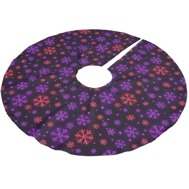 Neon-Schneeflocken Polyester Weihnachtsbaumdecke (Schrägansicht)