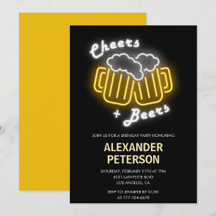 Neon Schwarz Cheers und Biere Männer 38. Geburtsta Einladung