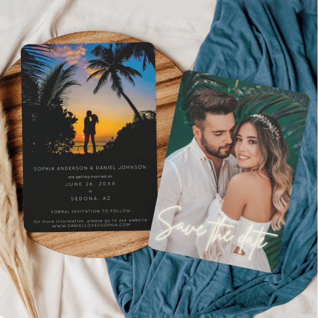 Neon Script-Foto Hochzeit speichern Save The Date (Von Creator hochgeladen)