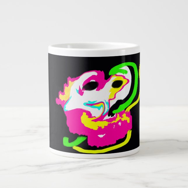 Neon-Seepferdchen-Felsen Jumbo-Tasse (Vorderseite)