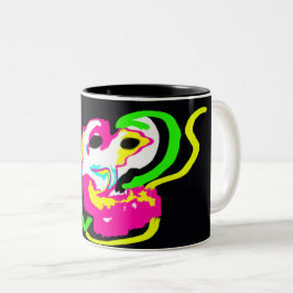 Neon-Seepferdchen-Felsen Zweifarbige Tasse