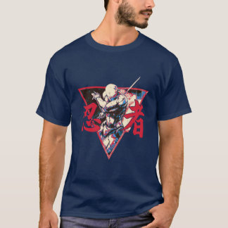 Neon Shadow Ninja - Dynamische japanische Kriegerk T-Shirt