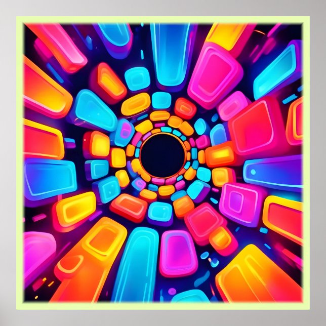 Neon Shapes Abstrakt Tunnel Art Poster (Vorne)