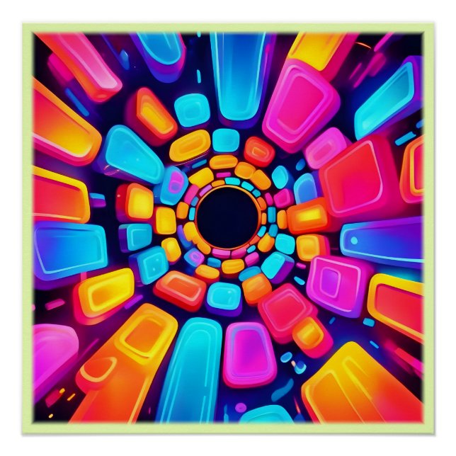 Neon Shapes Abstrakt Tunnel Art Poster (Vorderseite)