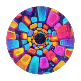 Neon Shapes Abstrakt Tunnel Art Schneidebrett