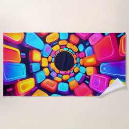 Neon Shapes Abstrakt Tunnel Art Strandtuch