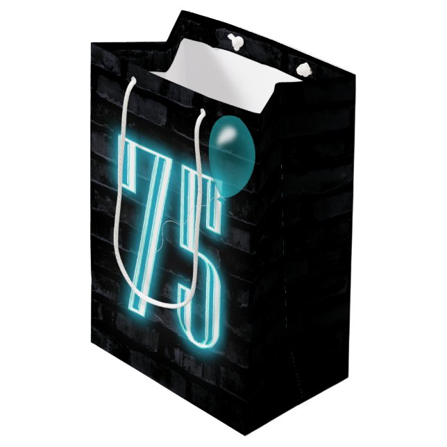 Neon Sign auf Brick Mittlere Geschenktüte (Vorderseite Schrägansicht)