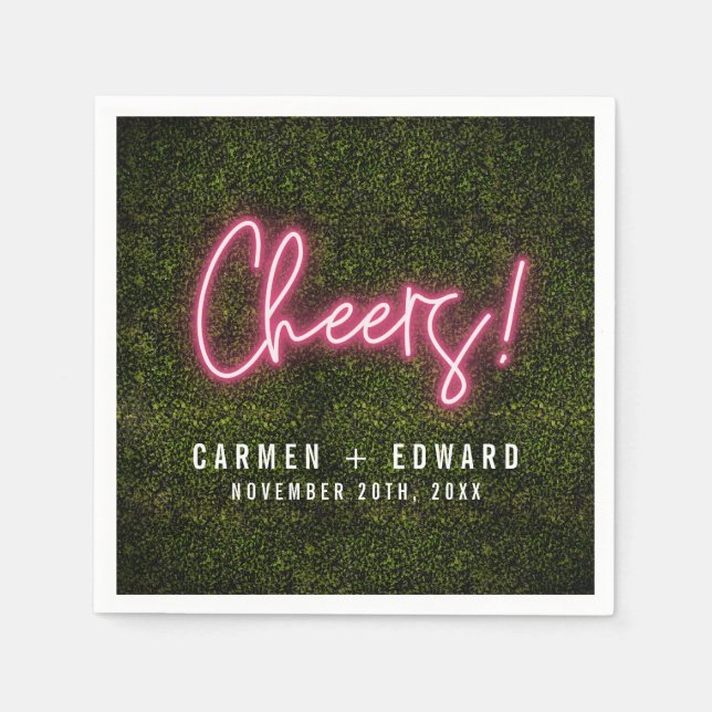 Neon Sign Cheers Wedding Serviette (Vorderseite)