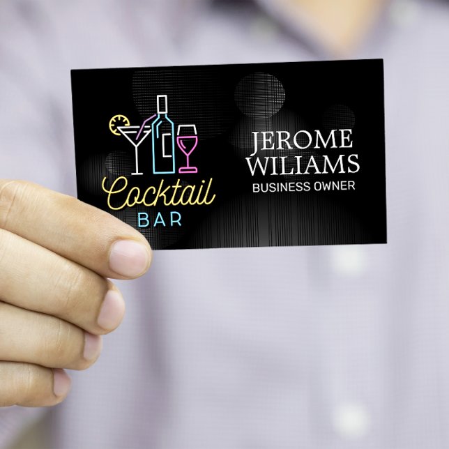 Neon Sign | Cocktail Bar Business Card Visitenkarte (Von Creator hochgeladen)