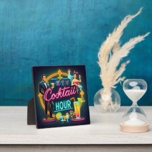 Neon Sign Cocktail Hour Couple aus dem Mittelalter Fotoplatte