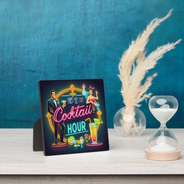 Neon Sign Cocktail Hour Couple aus dem Mittelalter Fotoplatte (InSitu)