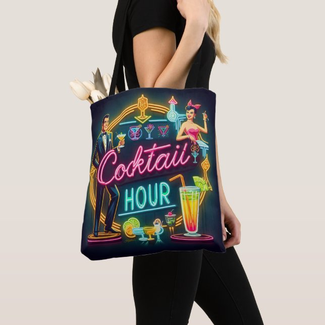 Neon Sign Cocktail Hour Couple aus dem Mittelalter Tasche (Von Nahem)