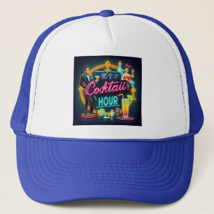 Neon Sign Cocktail Hour Couple aus dem Mittelalter Truckerkappe