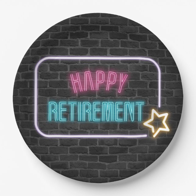Neon Sign on Brick Wall Paper Plate Pappteller (Vorderseite)