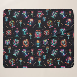 Neon Sign Space Age AtomMartini Cocktails Print Sherpadecke