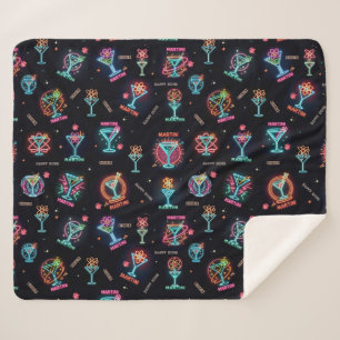 Neon Sign Space Age AtomMartini Cocktails Print Sherpadecke