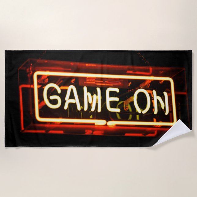 Neon Sign Sports Gaming Gamer Strandtuch (Vorderseite)