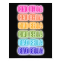 Neon Sign Style Ciao Bella Wiederholung Regenbogen