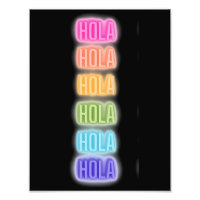 Neon Sign Style Hola Wiederholung Regenbogen Druck