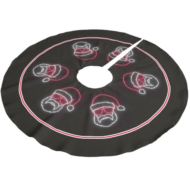 Neon Sign Style Santa in Sonnenbrille Polyester Weihnachtsbaumdecke (Schrägansicht)