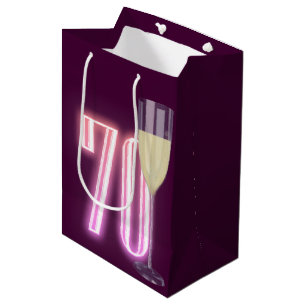 Neon Sign with Wine Mittlere Geschenktüte