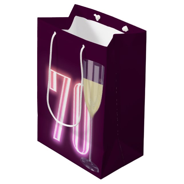 Neon Sign with Wine Mittlere Geschenktüte (Vorderseite Schrägansicht)
