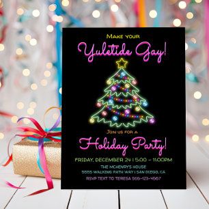 Neon Sign Yuletide Gay Holiday Weihnachts-Party Einladung