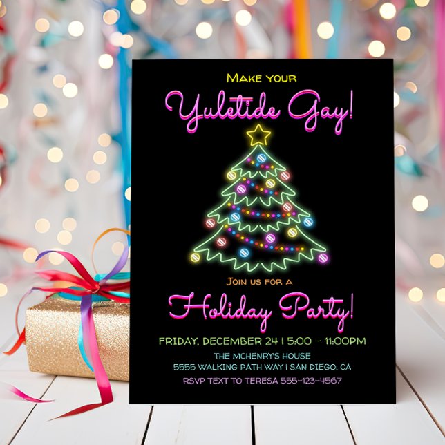 Neon Sign Yuletide Gay Holiday Weihnachts-Party Einladung (Von Creator hochgeladen)